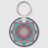 Rosa & Türkis Boho Mandala Schlüsselanhänger (Rückseite)