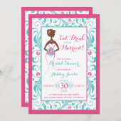 Rosa Türkis Bride Eat Drink Brautparty Einladung (Vorne/Hinten)