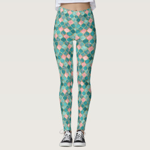 Rosa Türkis Gold Muster Elegant Leggings