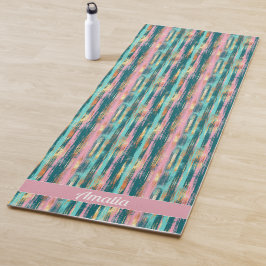 Rosa Türkis Gold Muster Elegant Personalisiert Yogamatte