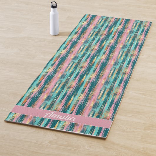 Rosa Türkis Gold Muster Elegant Personalisiert Yogamatte (Beispiel)