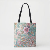 Rosa Türkis indonesisches Batik-Muster Tasche (Vorderseite)