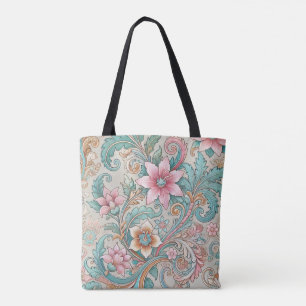 Rosa Türkis indonesisches Batik-Muster Tasche