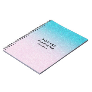 Rosa & Türkis Ombre-Faux-Glitter Notizblock