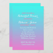 Rosa türkis ombre Hochzeitsessen Probe Einladung (Vorne/Hinten)