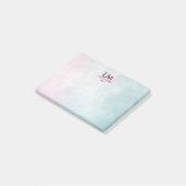 Rosa Türkis Ombre Sauberes Monogramm Post-it Klebezettel (angewinkelt)