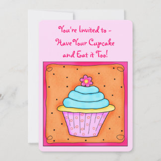 Rosa Türkis Orange Whimsy Cupcake Einladung