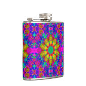 Rosa Türkis und gelbes Retro Muster Flachmann (Rechts)