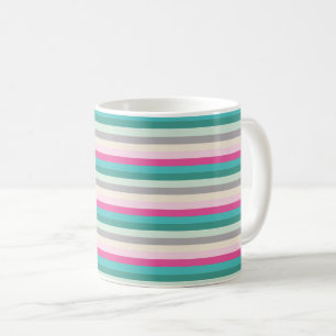 Rosa Türkis und Grau gestreift Kaffeetasse