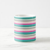 Rosa Türkis und Grau gestreift Kaffeetasse (Mittel)