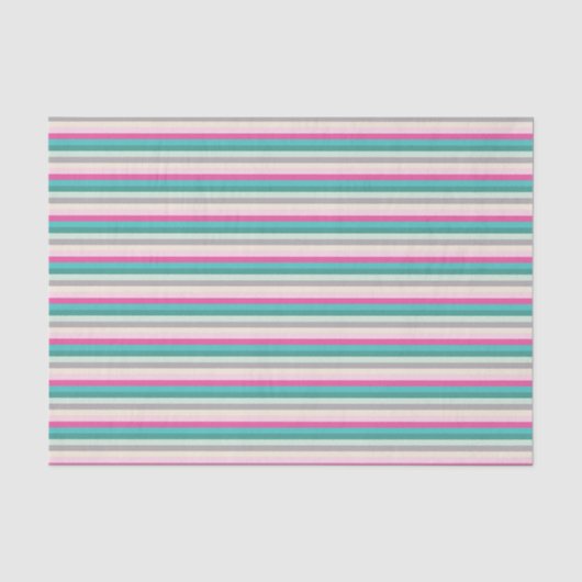 Rosa Türkis und Grau gestreift Seidenpapier (Vorderseite)