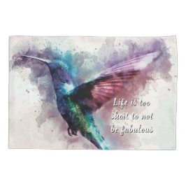 Rosa, Türkis und Lila Wasserfarbe Hummingbird Kissenbezug