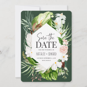 Rosa, türkis und orchideenfarbenes tropisches Flor Save The Date
