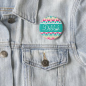 Rosa Türkis Zickzack Name Button (Beispiel)