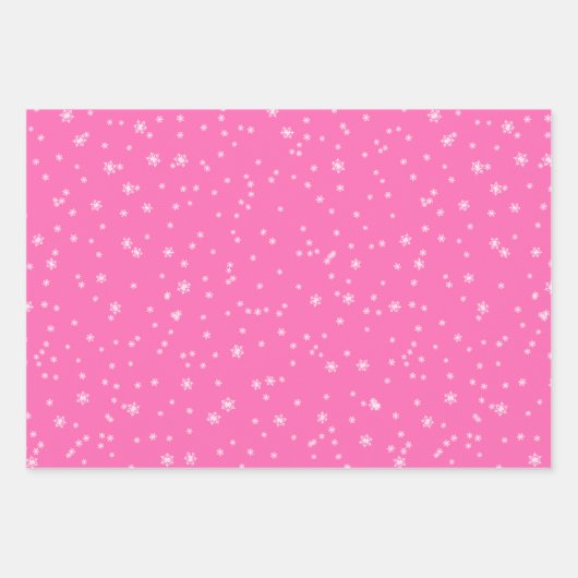 Rosa, Türkisblau und grüne Winterschneeflocken Geschenkpapier Set (Vorderseite)