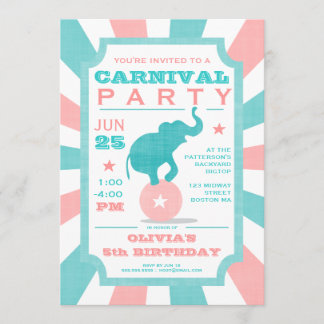 Rosa| Türkisches Karneval Party Big Top Geburtstag Einladung