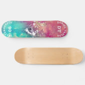 Rosa Türkisfarben Künstlerische Monogramm Wolf Skateboard (Horizontal)