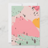 Rosa türkisfarbene Pinselstriche Einladung (Rückseite)