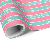 Rosa türkisfarbene Streifen Babydusche Umschlagpap Geschenkpapier (Rolleneckpunkt)