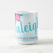 Rosa, türkisfarbener Hibiskus Personalisiert Kaffe Kaffeetasse (Mittel)