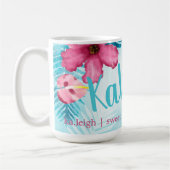 Rosa, türkisfarbener Hibiskus Personalisiert Kaffe Kaffeetasse (Links)