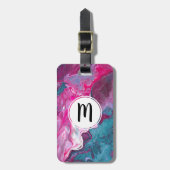 Rosa türkisfarbener Marmor Pour Painting Art Monog Gepäckanhänger (Vorderseite vertikal)
