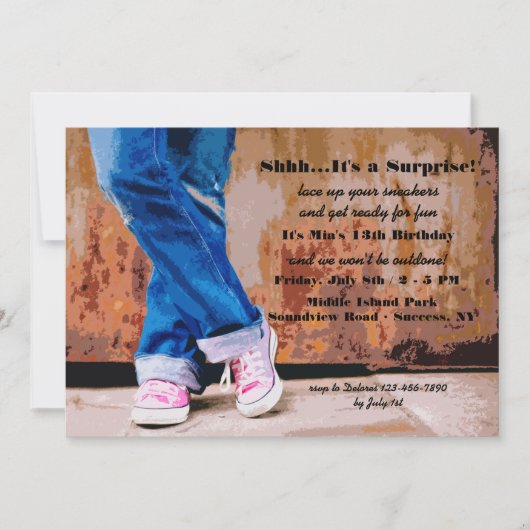 Rosa Turnschuh-Einladung Einladung (Vorderseite)