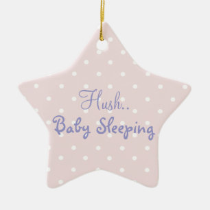 Rosa Türschild für schlafendes Baby-Mädchen Keramikornament