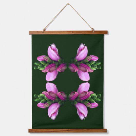 Rosa Turtlehead-Blume Abstrakt Wandteppich Mit Holzrahmen (Vorderseite)