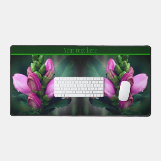Rosa Turtlehead-Blume Nah Personalisiert Schreibtischunterlage (Tastatur & Maus)