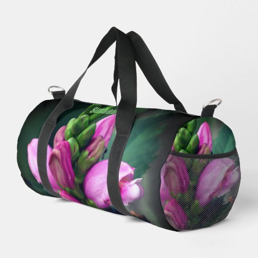 Rosa Turtlehead-Blume Personalisiert Duffle Bag (Rechte Ecke)