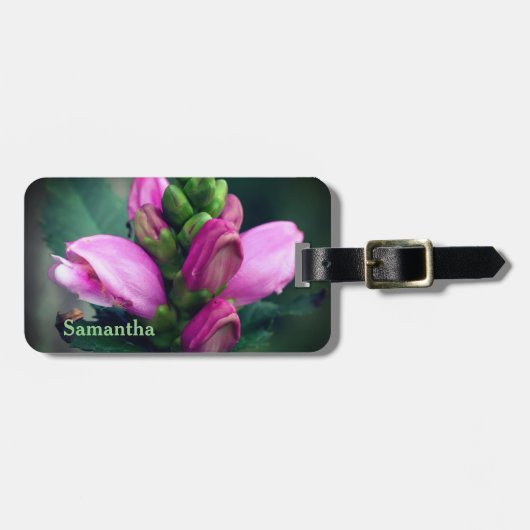 Rosa Turtlehead-Blume Personalisiert Gepäckanhänger (Vorderseite horizontal)