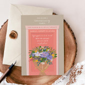 Rosa Türwärmung Party Illustriert Einladung