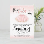 Rosa Tutu Ballerina Geburtstagseinladung Einladung (Stehend Vorderseite)