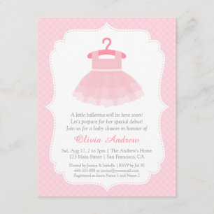 Rosa Tutu Ballerina Mädchen Baby Shower Einladunge Einladung