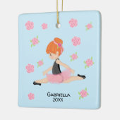 Rosa Tutu Roter Haar Ballerina Weihnachten Keramikornament (Links)