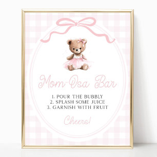 Rosa Tutu Teddybär Baby Shower Mimosa Bar Poster