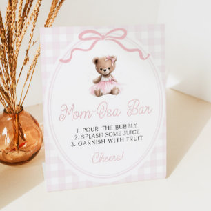 Rosa Tutu Teddybär Baby Shower Mimosa Bar Sockelschild