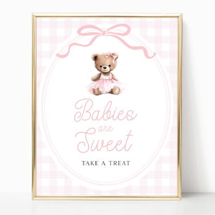 Rosa Tütü Teddybär Baby Shower Süßigkeiten Tischsc Poster