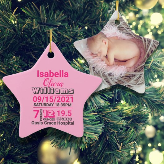 Rosa Typografie Familienname Babygeburtsstatistike Keramik Ornament