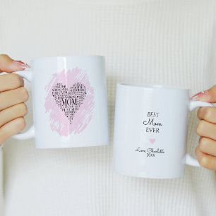 Rosa Typografie Mama Herz Kaffeetasse