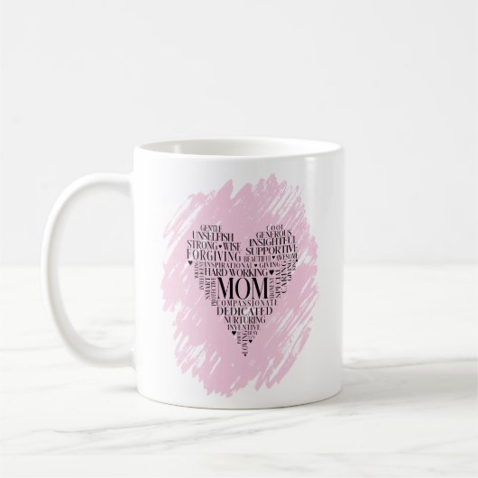 Rosa Typografie Mama Herz Kaffeetasse (Links)