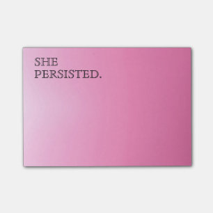 Rosa Typografie "sie bestand fort. " Post-it Klebezettel