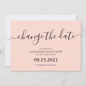 Rosa Typografie verändern das Datum Hochzeit Save The Date (Vorderseite)