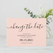 Rosa Typografie verändern das Datum Hochzeit Save The Date (Stehend Vorderseite)