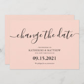 Rosa Typografie verändern das Datum Hochzeit Save The Date (Vorne/Hinten)