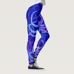Rosa u. blaue Kraken-Tentakeln auf Blau - Leggings
