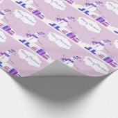 Rosa u. blauer frohe Weihnacht-Schneemann mit Geschenkpapier (Ecke)