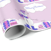 Rosa u. blauer frohe Weihnacht-Schneemann mit Geschenkpapier (Rolleneckpunkt)