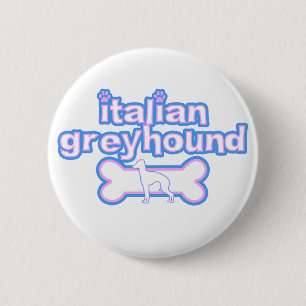 Rosa u. blauer italienischer Windhund-Knopf Button